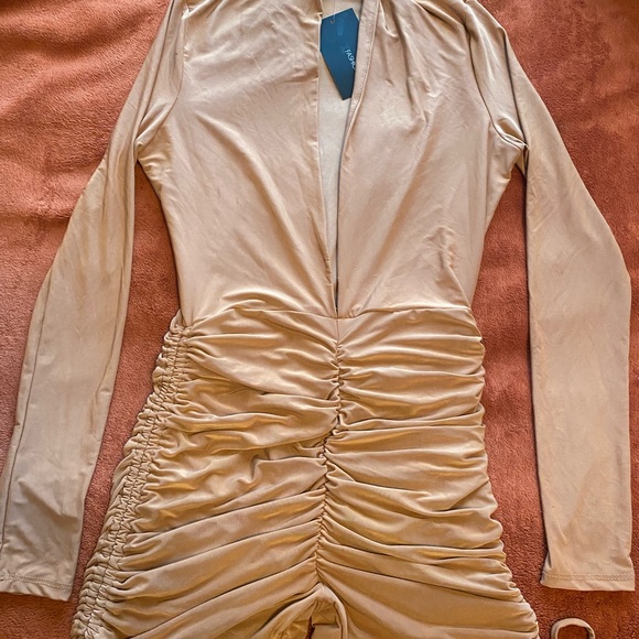 Nude Ruched Short Playsuit - Picture 1 of 5